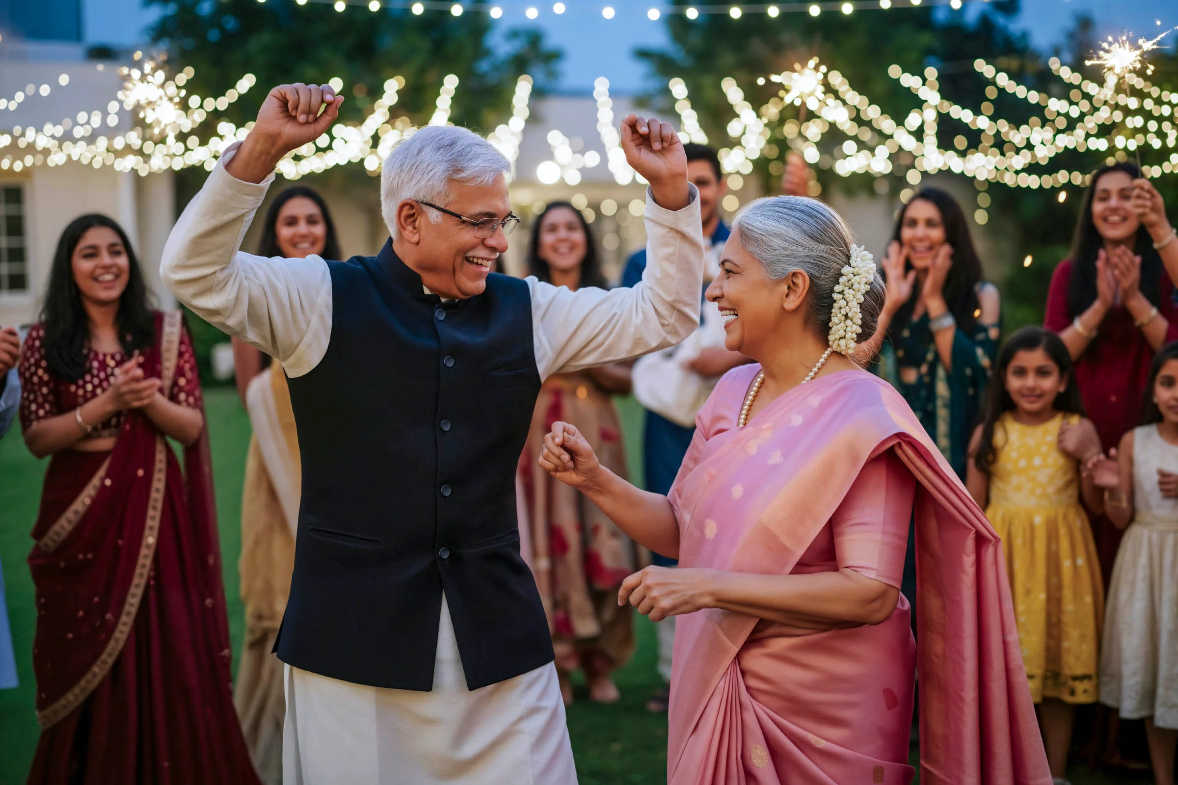 Elderly couple enjoying quality time together, representing family-centered care and community support